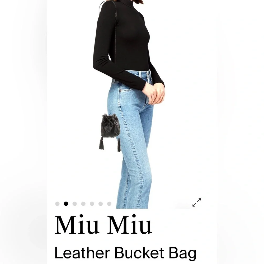 Miu Miu Brown Leather crossbody Drawstring mini Bag